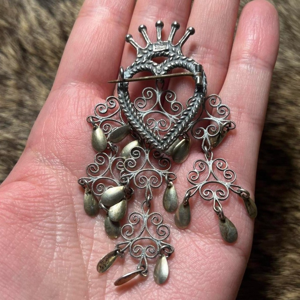 Sterling silver Norwegian solje wedding brooch - Picture 4 of 4